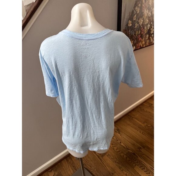 NWT Velvet by Graham & Spencer Short Sleeve Slub Tee Capri Blue Size Large - Picture 4 of 4